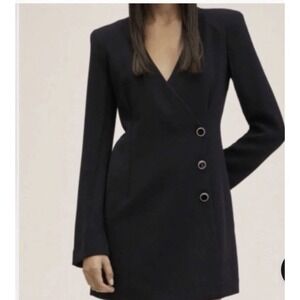 NWT JASON WU Black Blazer Dress Women's L Button Back Zip Career Chic Classic
